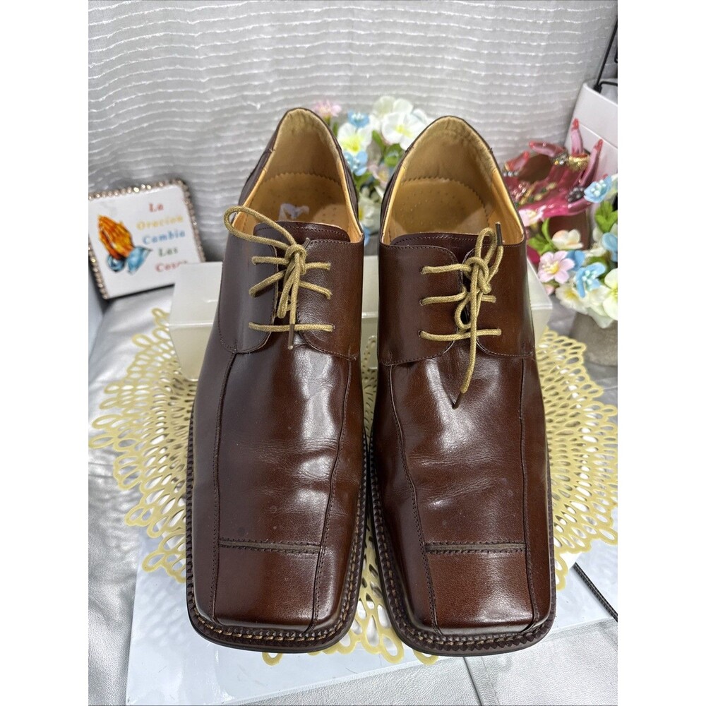 (R2) Zota Vintage Mens’s Brown Lace Up Classic Leather, square toe, Shoes Sz-13 - Picture 2 of 15
